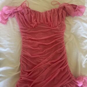 Oliver Peoples Pink Bodycon Maxi Dress for Weddings or party